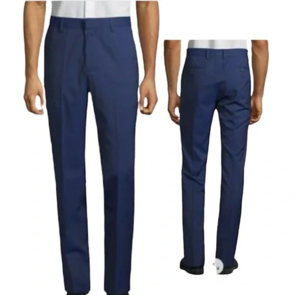 Bonobos Blue Wave Jetsetter Slim Fit Flat Front Stretch Wool Dress Pants 32x34